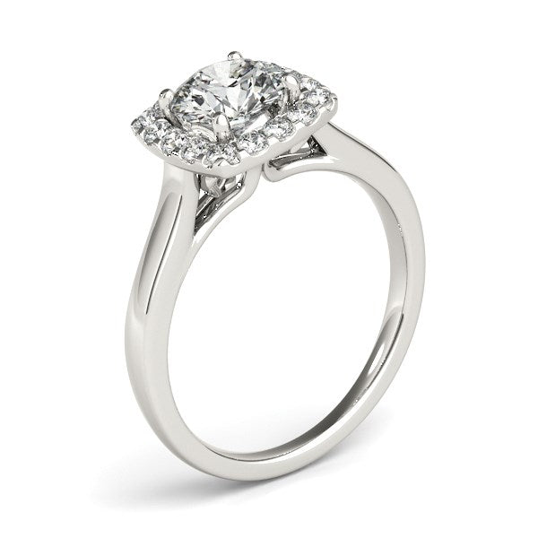 Square Shape Border Diamond Engagement Ring 1 1/3 ct tw - 14k White Gold