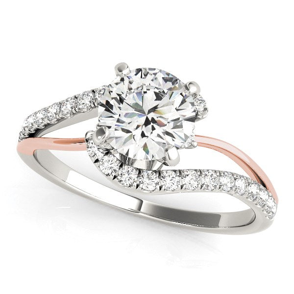 Bypass Shank Diamond Engagement Ring 1 1/3 ct tw - 14k White and Rose Gold