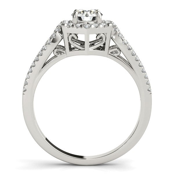 Diamond Engagement Ring with Hexagon Halo Border 7/8 ct tw - 14k White Gold