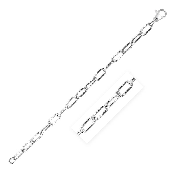 Wide Paperclip Chain Bracelet - Sterling Silver 6.50mm