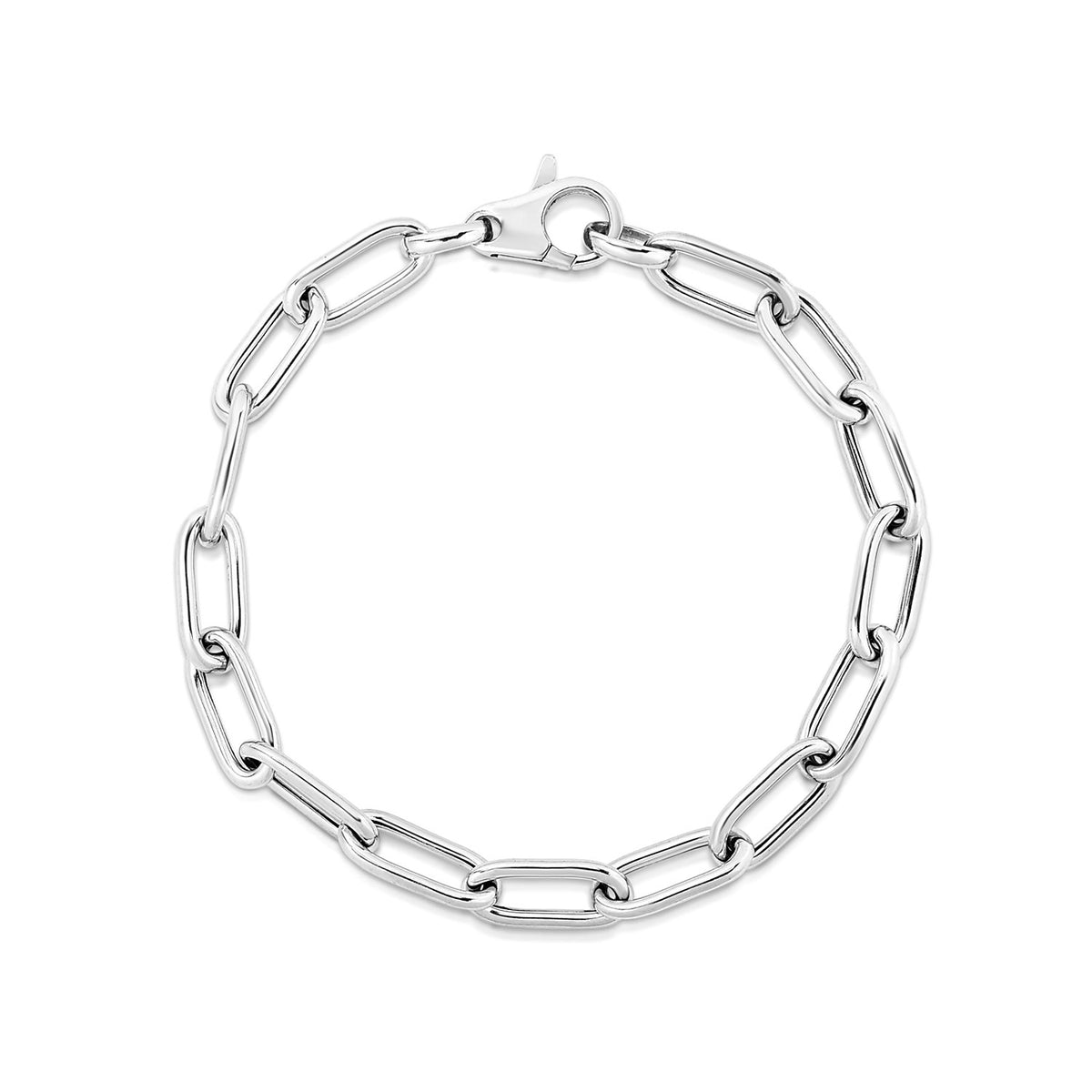 Wide Paperclip Chain Bracelet - Sterling Silver 6.50mm