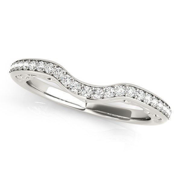 Prong Set Curved Diamond Wedding Ring 1/6 ct tw - 14k White Gold