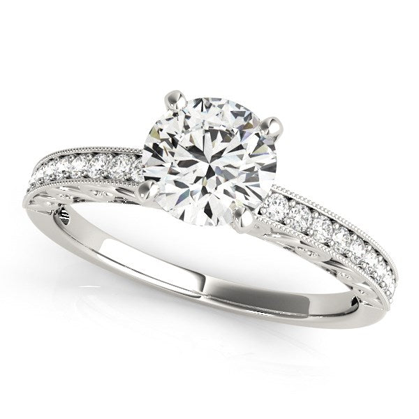 Antique Style Diamond Engagement Ring 1 1/8 ct tw - 14k White Gold