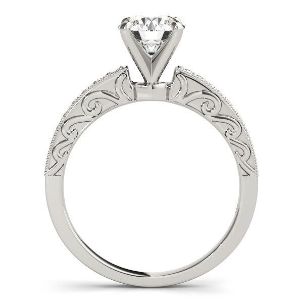 Antique Style Diamond Engagement Ring 1 1/8 ct tw - 14k White Gold