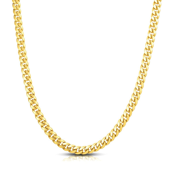 Classic Miami Cuban Solid Chain - 10k Yellow Gold 7.10mm