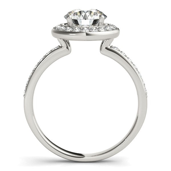 Round Halo Diamond Engagement Ring 1 1/2 ct tw - 14k White Gold