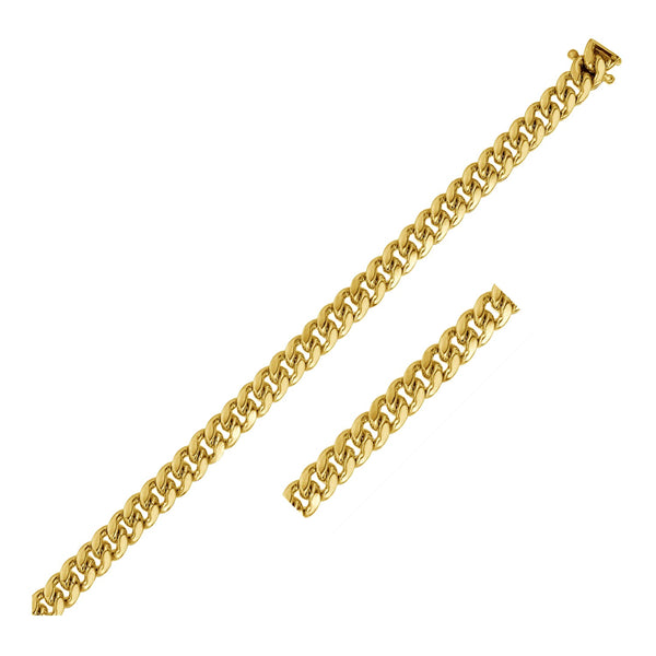 Classic Miami Cuban Solid Chain - 14k Yellow Gold 4.90mm