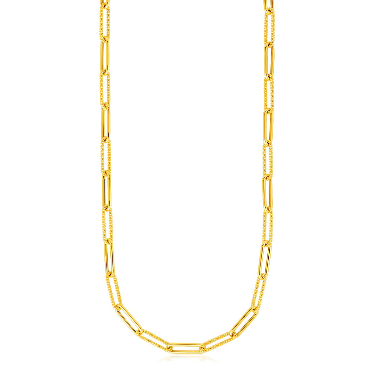 Textured Paperclip Chain - 14k Yellow Gold 3.50mm