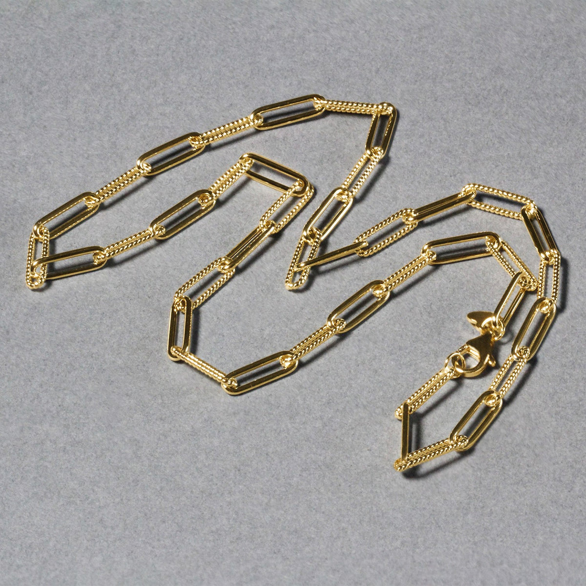 Textured Paperclip Chain - 14k Yellow Gold 3.50mm