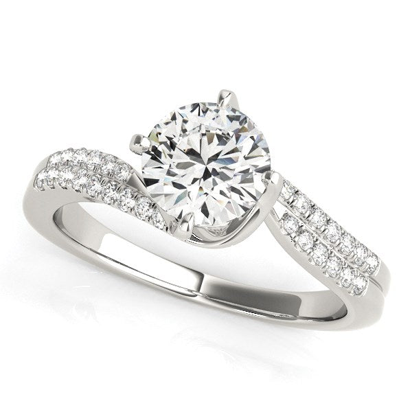 Spiral Design Pronged Diamond Engagement Ring 1 1/8 ct tw - 14k White Gold