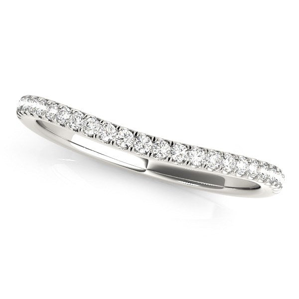 Pave Setting Style Curved Wedding Band 1/10 ct tw - 14k White Gold