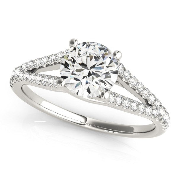 Split Shank Round Pronged Diamond Engagement Ring 1 1/8 ct tw - 14k White Gold