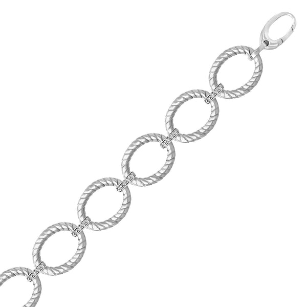 Diamond Accented Cable Oval Bracelet - Sterling Silver 12.70mm