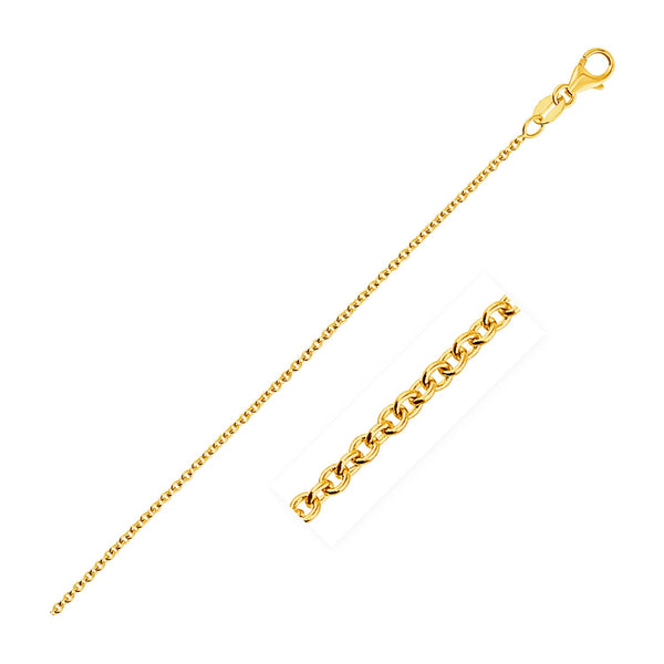 Round Cable Link Chain - 14k Yellow Gold 1.30mm