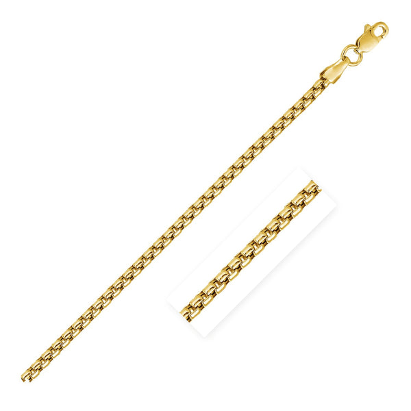 Solid Round Box Chain - 14k Yellow Gold 2.50mm