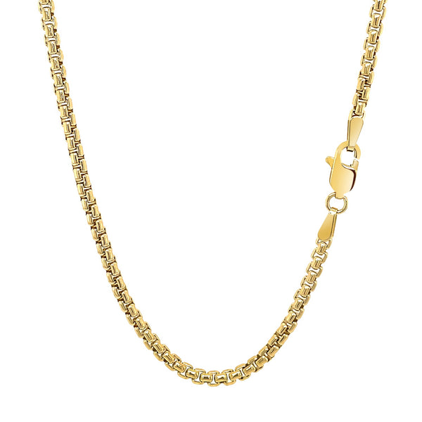 Solid Round Box Chain - 14k Yellow Gold 2.50mm