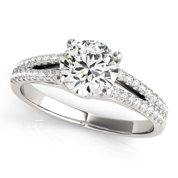 Split Shank Round Diamond Engagement Ring 1 1/8 ct tw - 14k White Gold