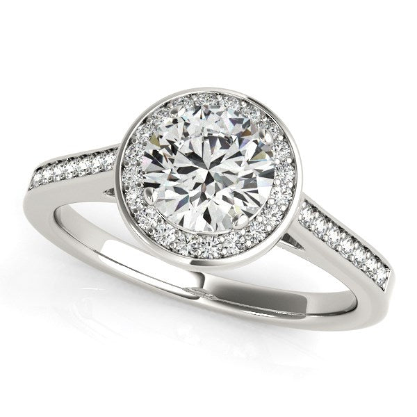 Halo Round Diamond Engagement Ring 1 1/4 ct tw - 14k White Gold