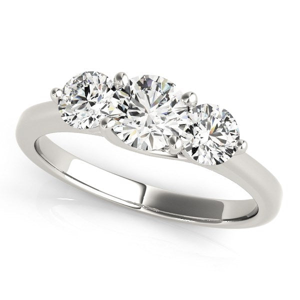 Classic 3 Stone Round Diamond Engagement Ring 1 ct tw - 14k White Gold