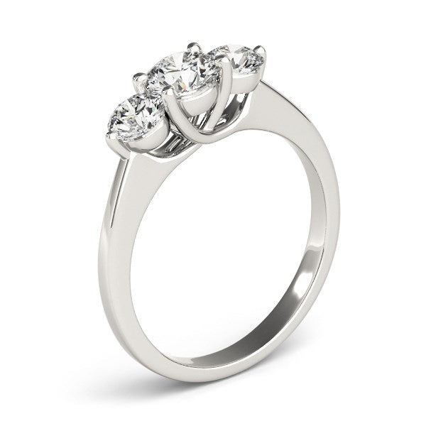 Classic 3 Stone Round Diamond Engagement Ring 1 ct tw - 14k White Gold