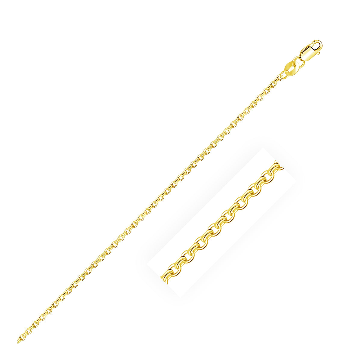 Diamond Cut Cable Link Chain - 18k Yellow Gold 1.40 mm