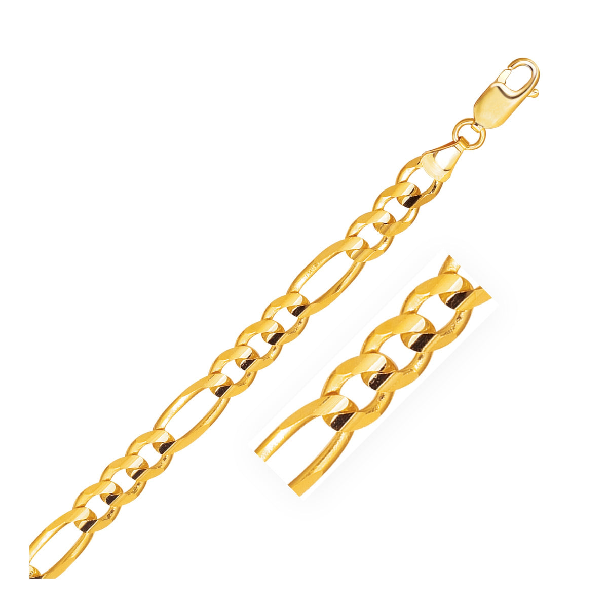 Solid Figaro Bracelet - 10k Yellow Gold 6.60mm