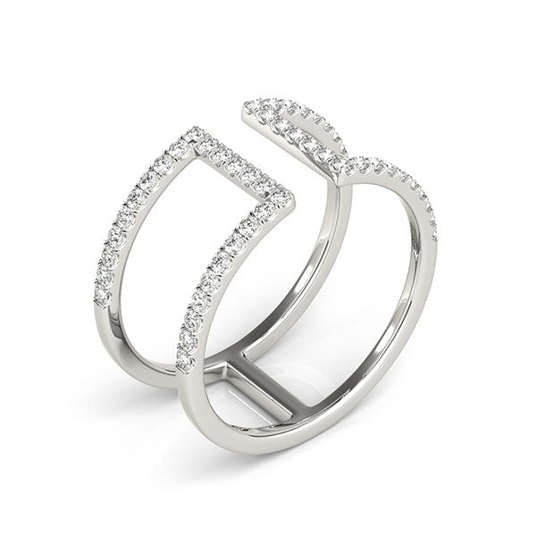 Modern Dual Band Style Diamond Ring 1/2 ct tw - 14k White Gold