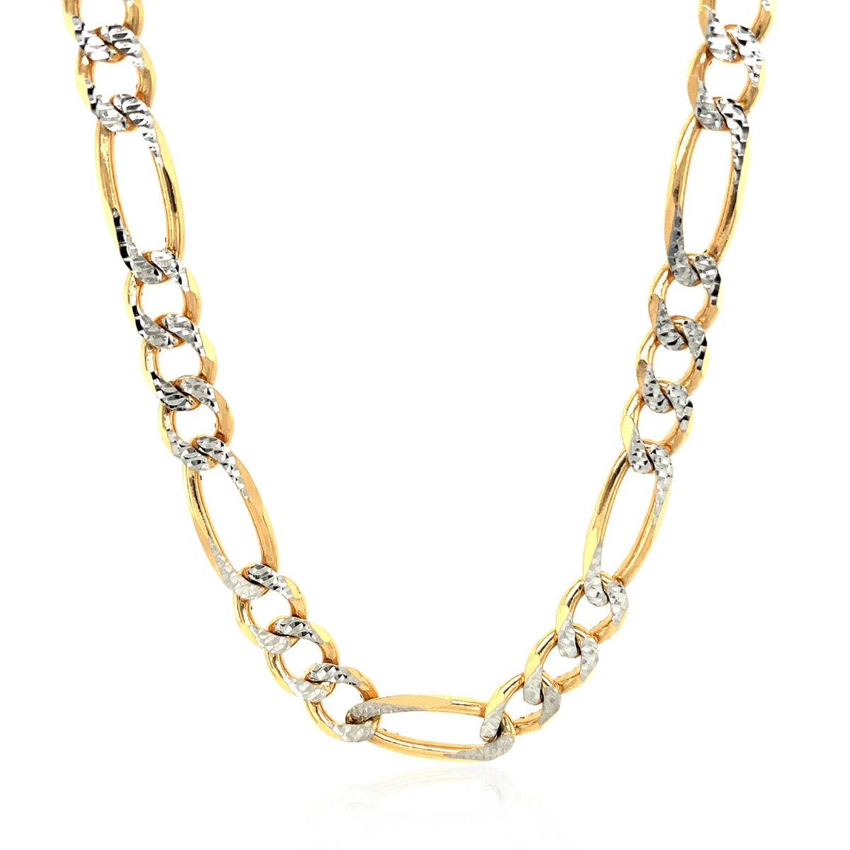 Solid Pave Figaro Chain - 14k Yellow Gold 7.00mm