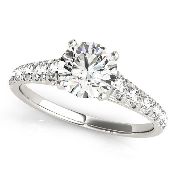 Prong Set Graduated Diamond Engagement Ring 1 7/8 ct tw - 14k White Gold