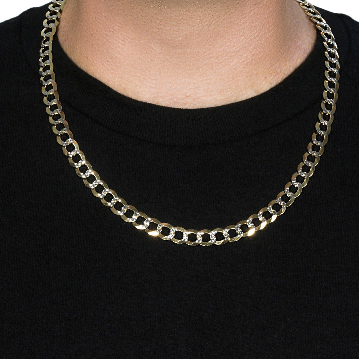 Pave Curb Chain - 14k Two Tone Gold 9.70mm