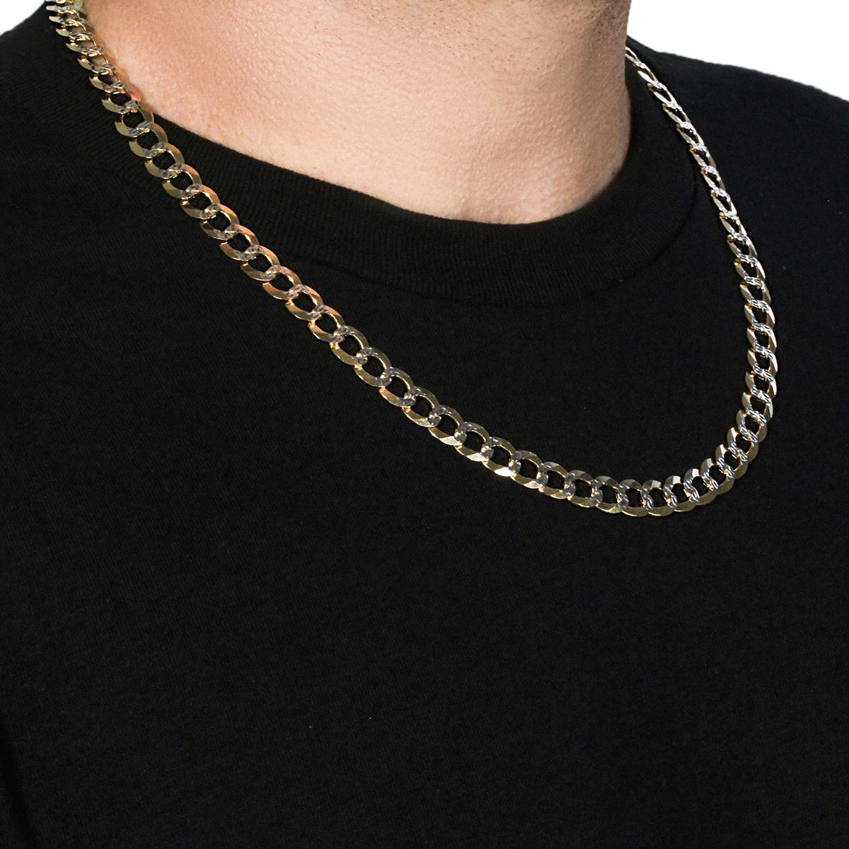 Pave Curb Chain - 14k Two Tone Gold 9.70mm