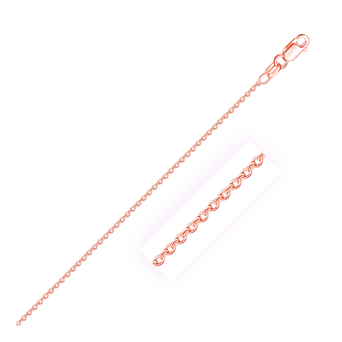 Round Cable Link Chain - 14k Rose Gold 1.50mm