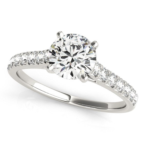 Single Row Band Diamond Engagement Ring 1 1/3 ct tw - 14k White Gold