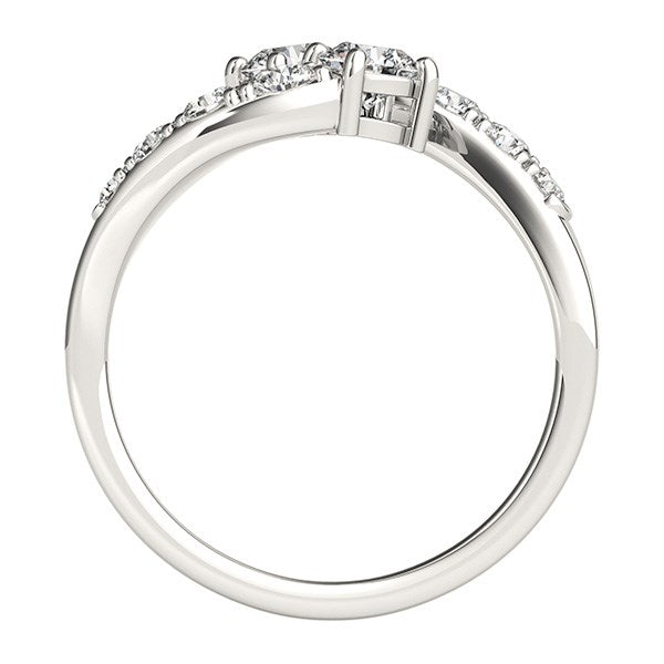 Two Stone Overlap Design Diamond Ring 1 ct tw - 14k White Gold