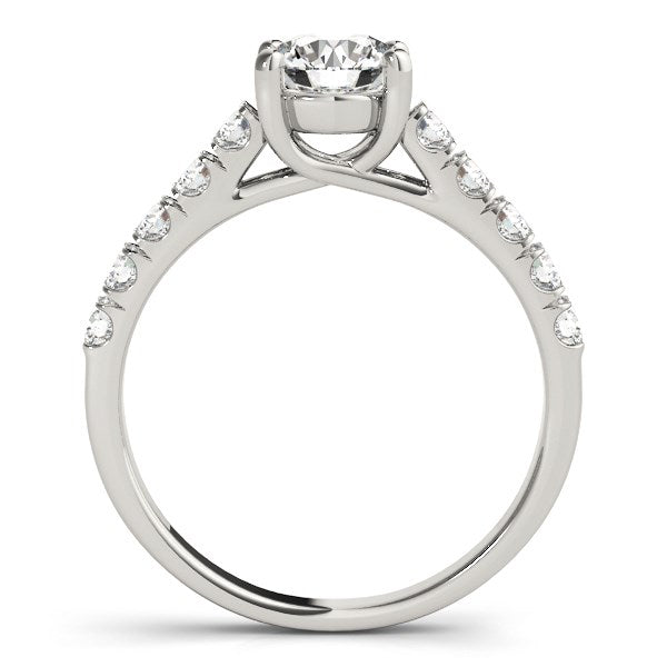 Round Trellis Setting Diamond Engagement Ring 1 ct tw - 14k White Gold