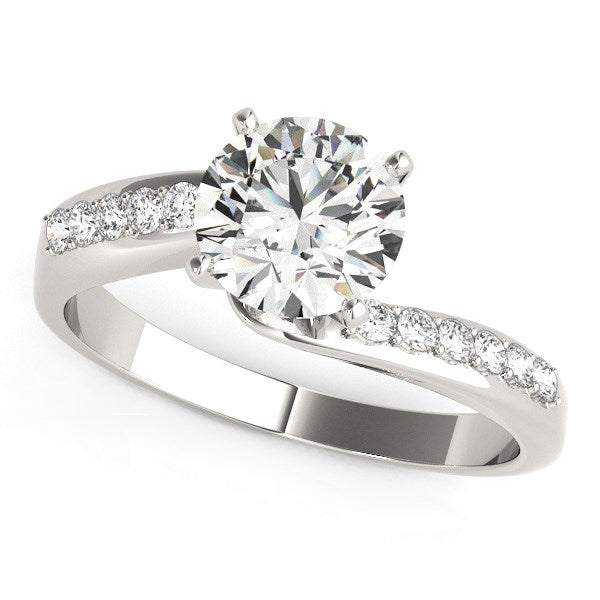 Bypass Round Pronged Diamond Engagement Ring 1 5/8 ct tw - 14k White Gold