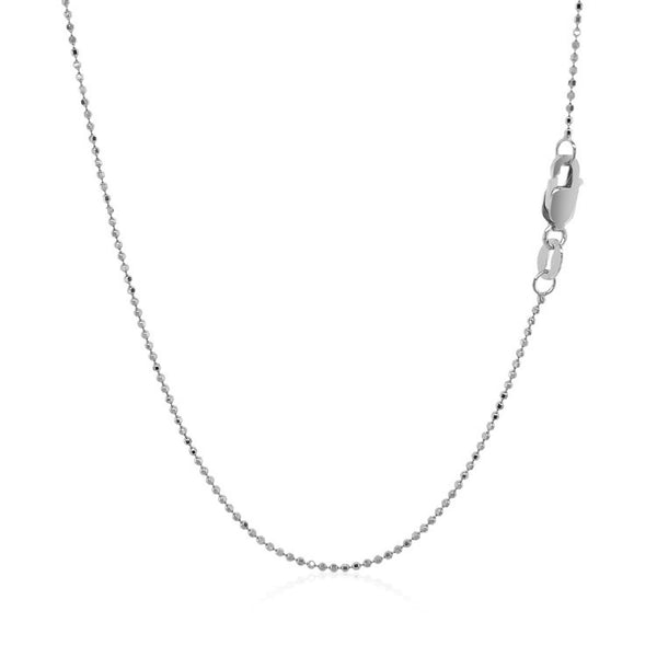 Diamond Cut Bead Chain - 14k White Gold 0.90mm