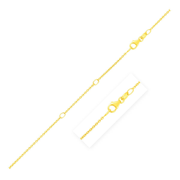 Double Extendable Diamond Cut Cable Chain - Yellow Gold 1.30mm