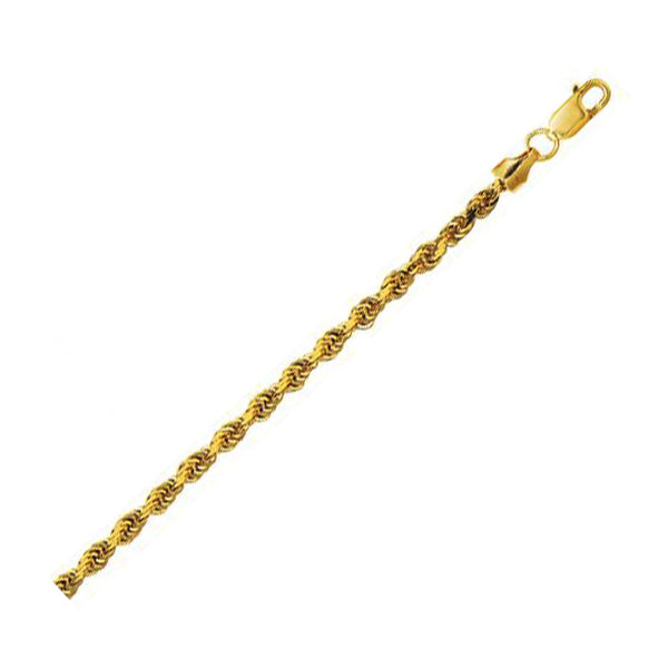 Hollow Diamond Cut Rope Chain - 14k Yellow Gold 3.20mm