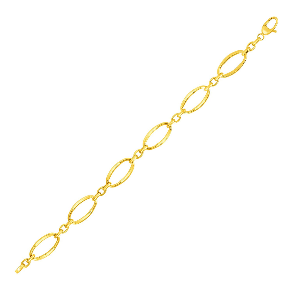 Bracelet with Polished Oval Links - 14k Yellow Gold 10.00mm