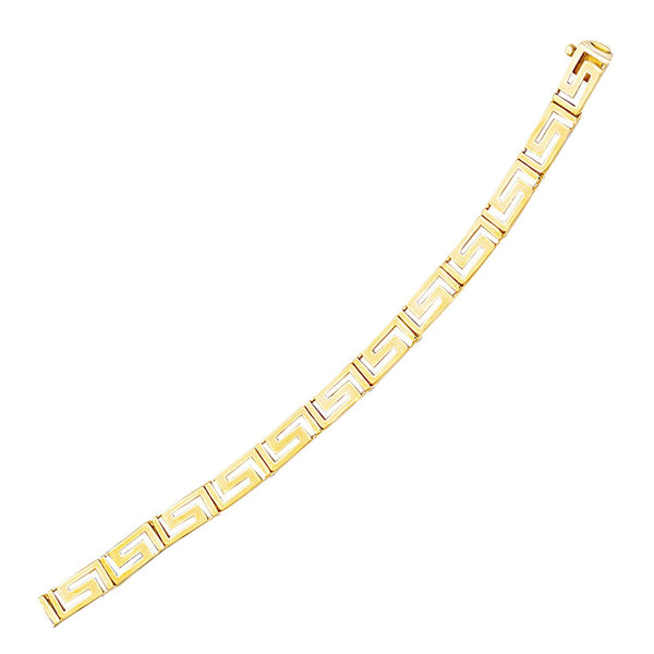 Fancy Greek Key Motif Bracelet - 14k Yellow Gold 6.35mm
