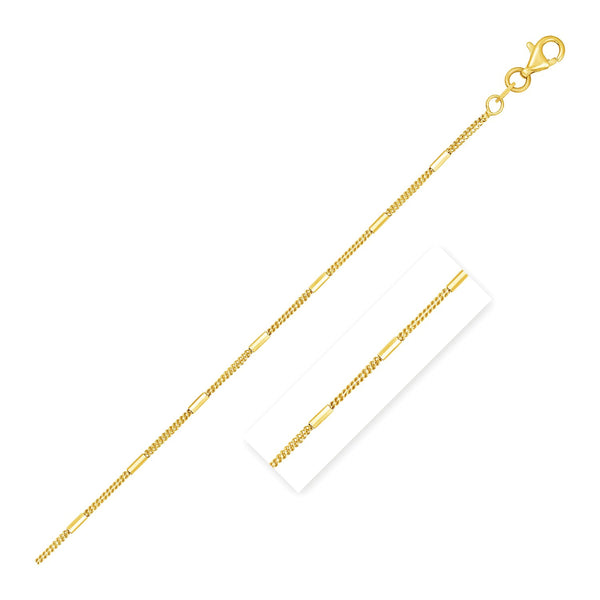 Diamond Cut Bar Links Pendant Chain - Yellow Gold 1.30mm