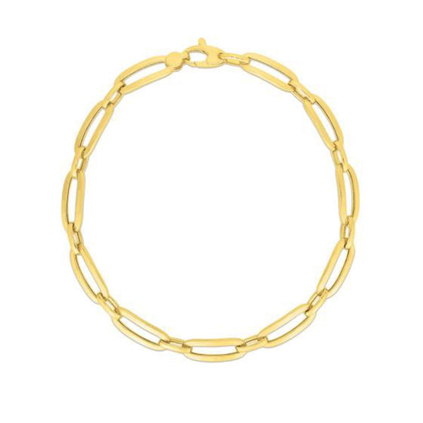 Bombay Paperclip Chain Bracelet - 14k Yellow Gold 7 1/4 Inch 4.60mm