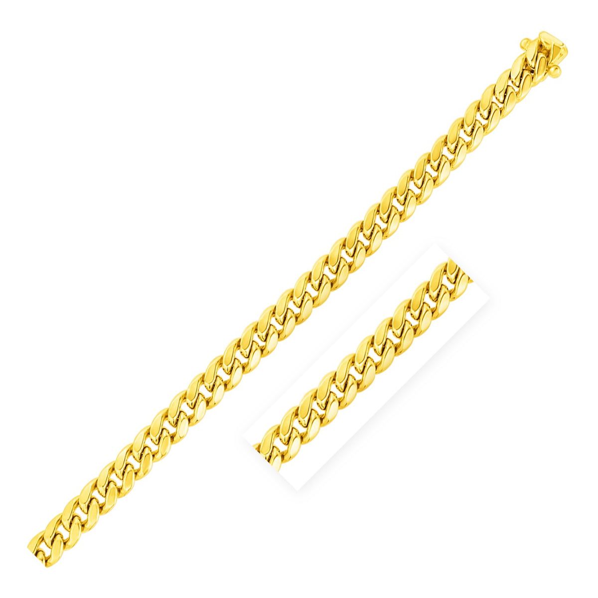 Semi Solid Miami Cuban Chain - 14k Yellow Gold 6.60mm