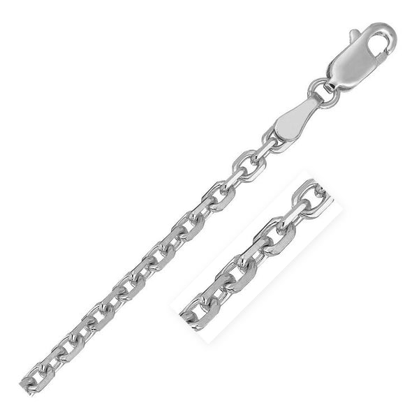 Diamond Cut Cable Link Chain - 18k White Gold 2.60mm