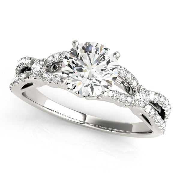 Diamond Engagement Ring with Multirow Split Shank 1 1/4 ct tw - 14k White Gold