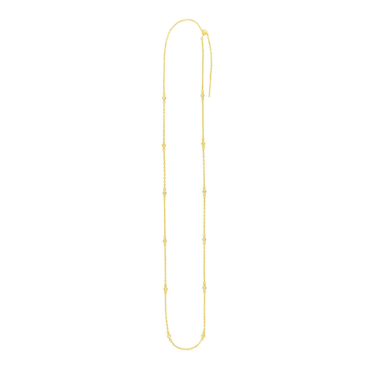 Endless Adjustable Diamond Pendant Chain - 14k Yellow Gold 3.00 mm