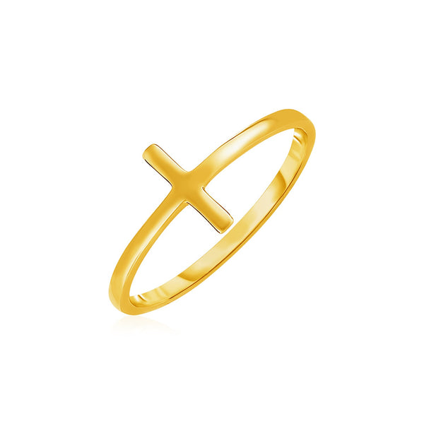 Cross Motif Ring - 14k Yellow Gold