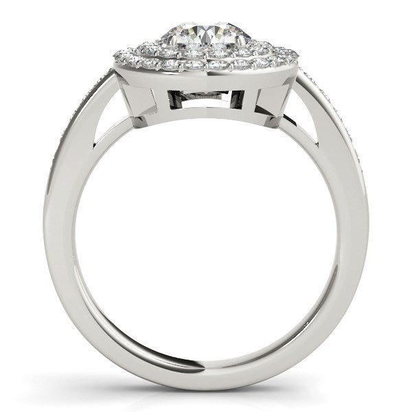 Round with Two-Row Halo Diamond Engagement Ring 1 1/2 ct tw - 14k White Gold