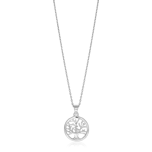 Round Tree of Life Necklace - Sterling Silver